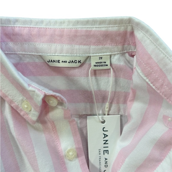 Janie and Jack boys striped oxford shirt 2T pink white button down cotton NWT - Picture 3 of 8